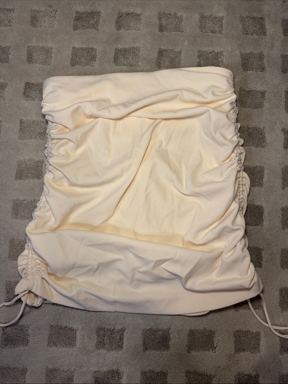 Zara Cream Ruched Drawstring Shoulder Bag